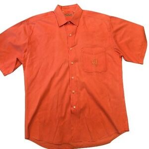Vintage 90's Bugle Boy L 100% Cotton Coral short sleeve button down‎ Excellent